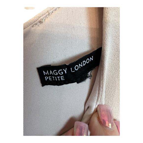 Maggy London Ivory Ruched Dress Cocktail Career Draped Small Petite - Picture 6 of 8